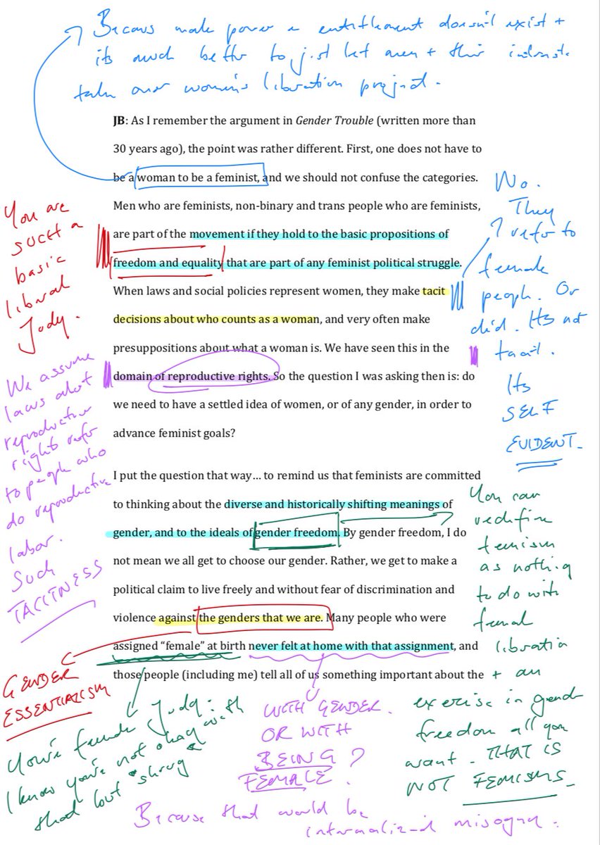 v) 'Blah blah gender freedom blah blah gender equality blah liberal individualist bullshit blah IT'S VERY BAD WHEN YOU MAKE 'TACIT ASSUMPTIONS' THAT REPRODUCTIVE JUSTICE HAS SOMETHING TO DO WITH FEMALE PEOPLE.'I mean, who the fuck cares why women are oppressed anyway, amirite??