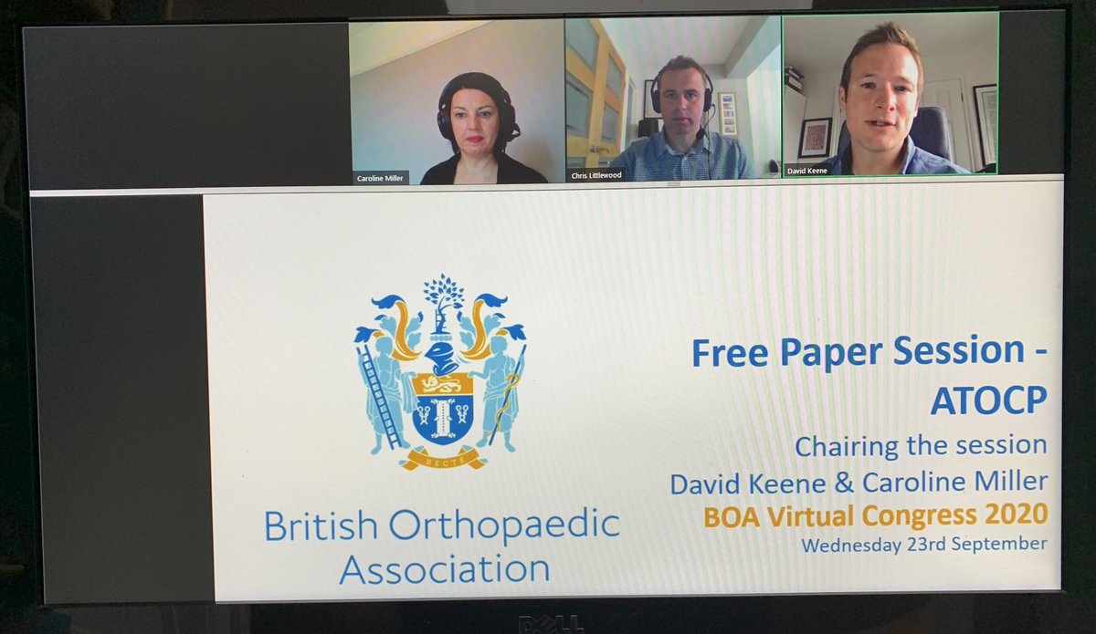 awgilbert11's tweet photo. And we are off! @davidkeenePT &amp; @c_ahern26 chairing, we have a great range of talks being kicked off by @Prof_Littlewood who is sharing the results of RaCeR @BritOrthopaedic @PhysioATOCP #atocp75 #boa2020 https://t.co/klQueJZHVW