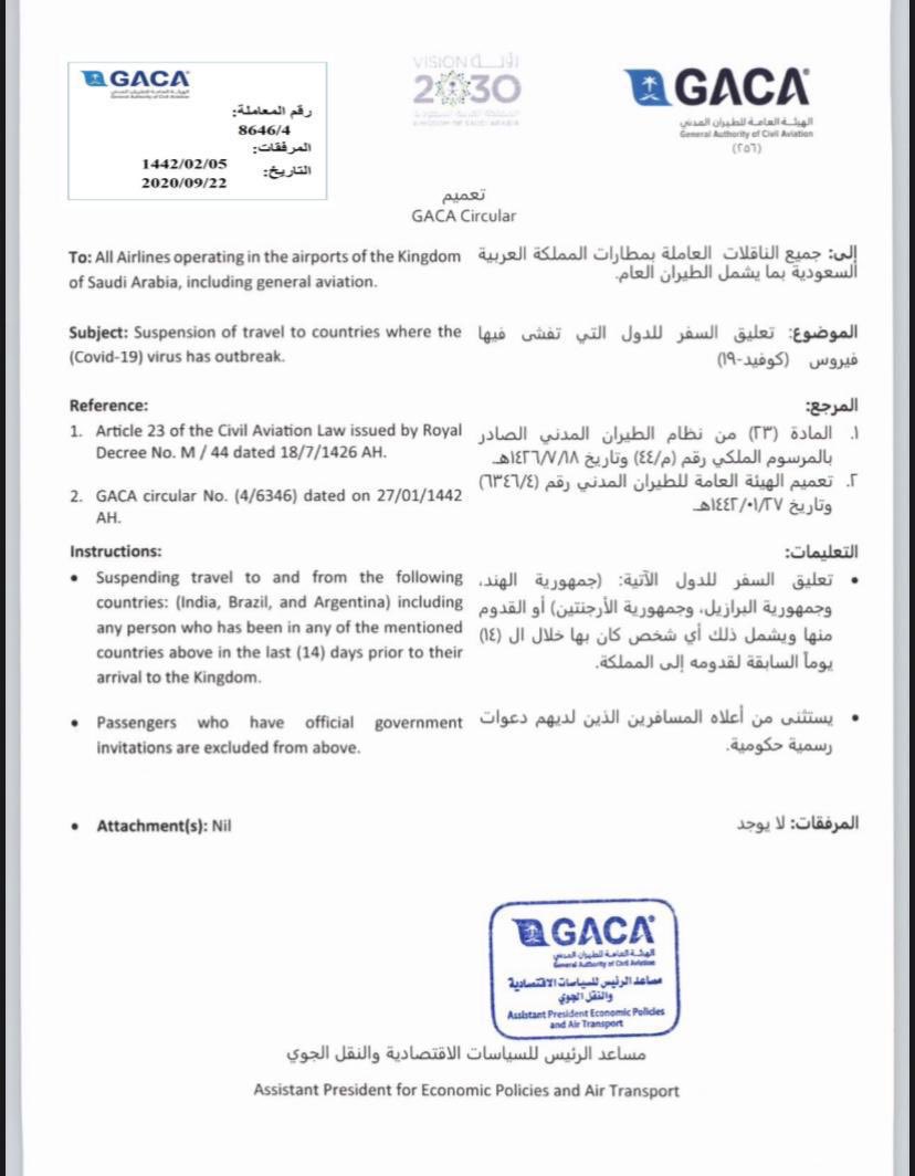 Syedtabish478's tweet photo. @Saudi_Airlines @SaudiAirports As per the latest circular shared on social media Saudi Residents from india can travel to saudi or no please please please reply in YES Or No . https://t.co/xdQ2QUWzBs