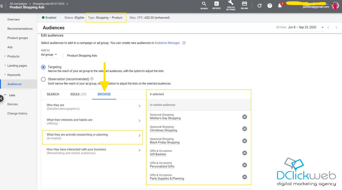 Dclickweb's tweet image. Google #Shopping ads – New Update – Now you can add the “in-market” audience to #googleshopping ads.

Promote Your #Ecommerce Products Effectively Using Google #ShoppingAds. 

#googleads #marketingandadvertising  #ecommercemarketing #ppc #ecommercewebsite #digitalcommerce
