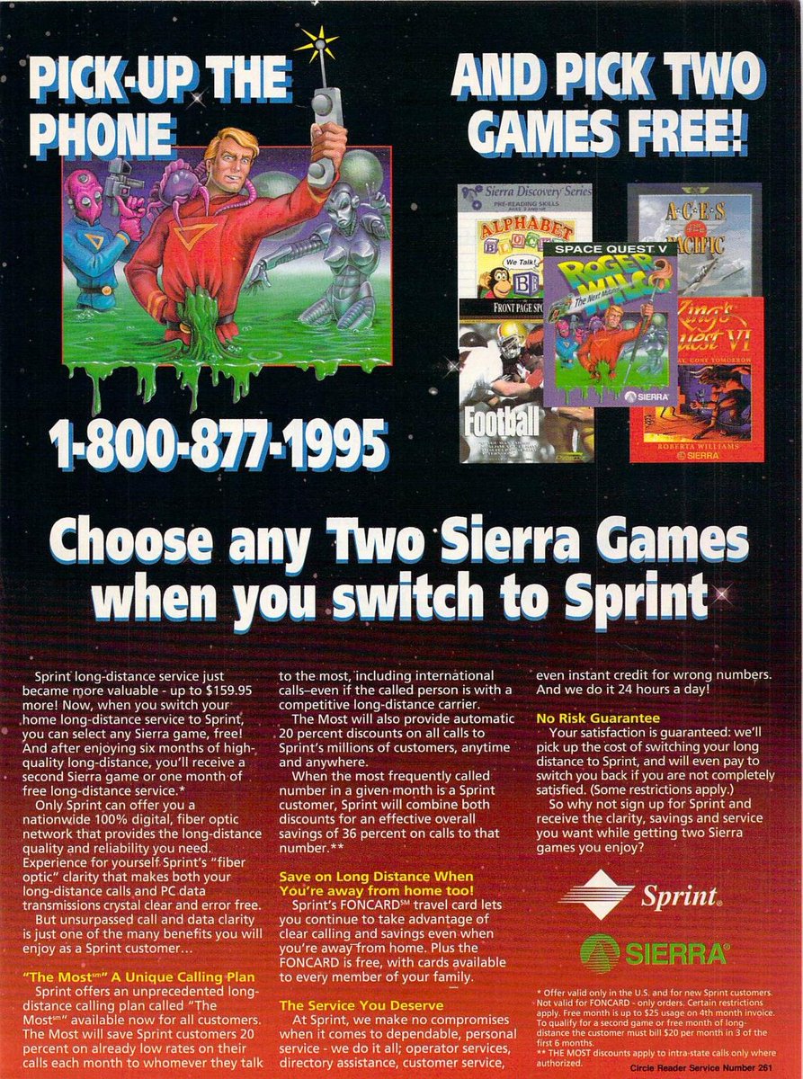 Switch your long-distance carrier and get free Sierra Adventure Games!Why yes, that is the most mid-90s thing ever.