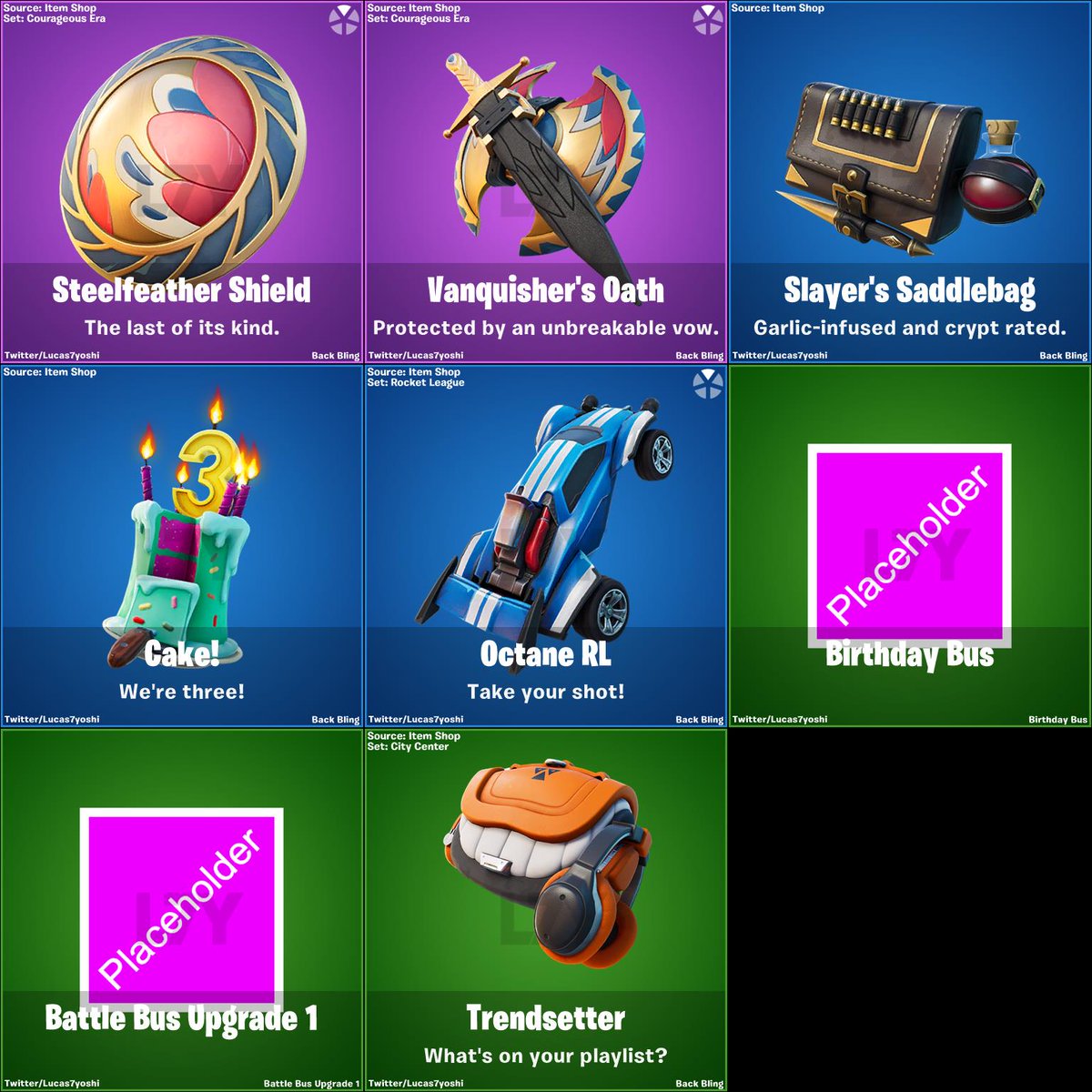 Lucas7yoshi's tweet photo. new skins, backblings, emotes, emoticons, pickaces, gliders https://t.co/IDDgsJ2oyC