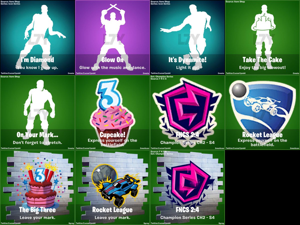 Lucas7yoshi's tweet photo. new skins, backblings, emotes, emoticons, pickaces, gliders https://t.co/IDDgsJ2oyC