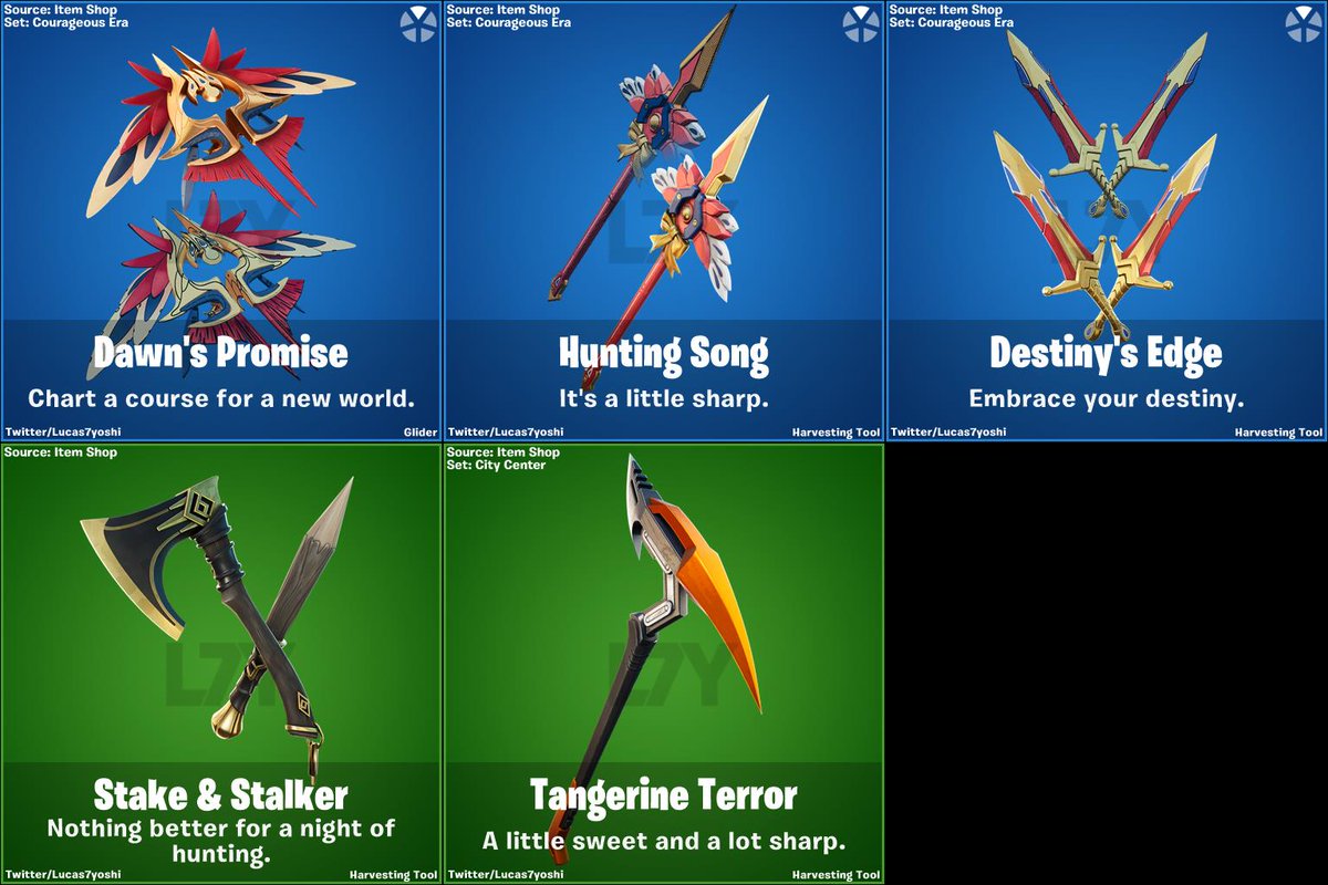 Lucas7yoshi's tweet photo. new skins, backblings, emotes, emoticons, pickaces, gliders https://t.co/IDDgsJ2oyC