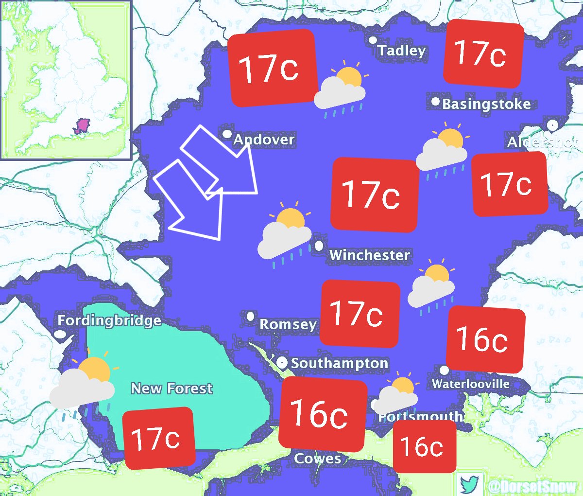 UKWXUpdates's tweet photo. Wednesday
A much #cooler and #cloudier day than recently with some #showers around aswell max temperatures of around 16c or 17c with a brisk northwesterly #wind #RT https://t.co/OBVsYAY58Z