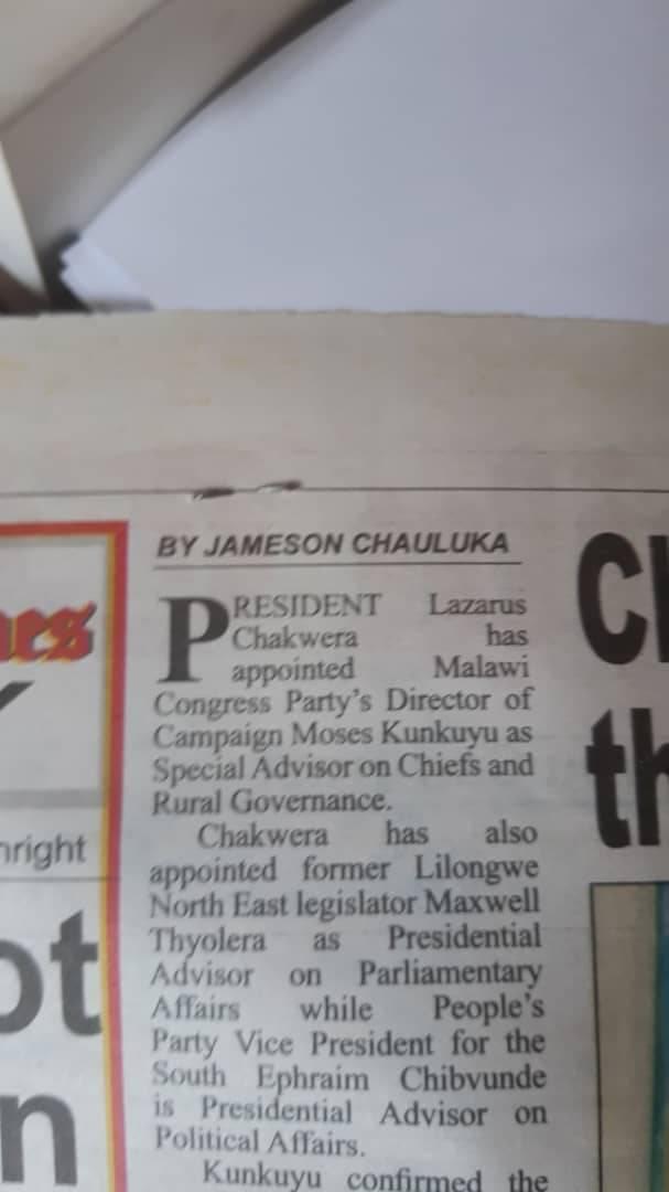 CarolSelections's tweet photo. @Malawi same story different stripes. Why do you need special advisor on chiefs! What qualifies them? How much are all these special advisors getting paid. Priorities yavuta. https://t.co/Vy6DFyVRAx