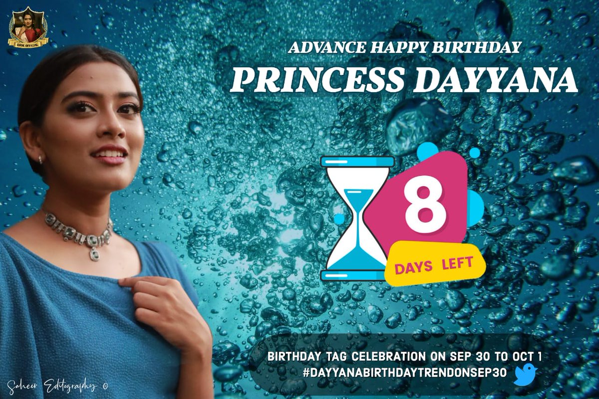 Dicruze5's tweet photo. 08 Days To More For Our Princess's Birthday 🎉🎊

#AdvanceHappyBirthdayPrincess 💙

#DayyanaBirthdayTrendOnSep30 🌟

Get Ready Guyz For This Tag Celebration 🤩🤙🏻 https://t.co/8Lmzecptnu