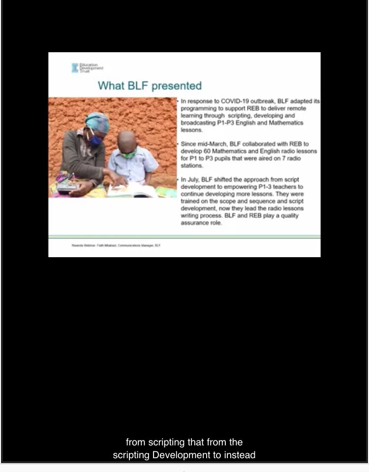 faithmbx's tweet photo. I was honored last week to speak to @EdDevTrust colleagues from around the world about how @BLF_Rwanda is supporting remote learning and our contribution during this #NLM2020 #MakeTimeToRead everyday @SomaRwanda https://t.co/cpbu7uVBcR