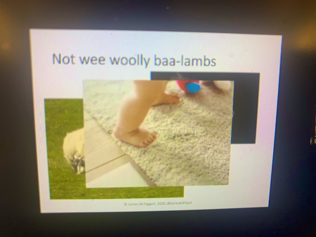 Babies not woolly baa lambs
@JamesEdPsych 👏🏼
How do we want children to experience the world? 
One with danger and risk?
A totally safe one?
One with danger but we can cope?
Just the right amount!

Children need to know
Am I safe? 
Am I connected?
Am I cared for?
#iHVEvidence2020