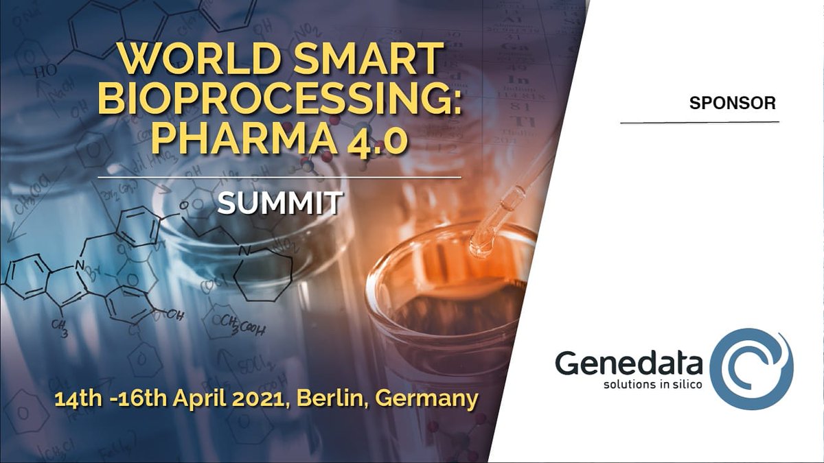CparityE's tweet photo. We are delighted to announce @Genedata our sponsor for the upcoming World Smart Bioprocessing: Pharma 4.0 Summit at Berlin,Germany! On the 14th -16th of April 2021.

To know more visit 
https://t.co/ohLQLwrbcE https://t.co/kgluppeWYS