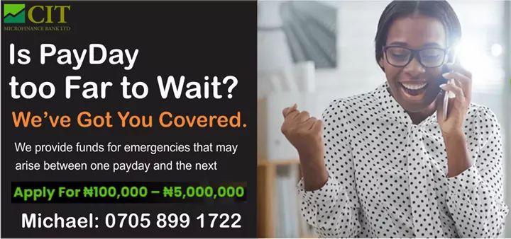 CIGL_connect's tweet photo. Sometimes, the bills can't wait.
Sort life's emergencies with a quick loan.

Call 070 5899 1722 or 0700 024 8632
#CITMFB #Notyourregularmfb #Bankingmadeeasy #Loans https://t.co/EsY3YTY5wG