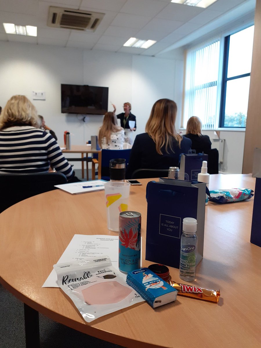 MegC_HR's tweet photo. Fab to be in for a team meeting with the @OneEducationHR ladies. Socially distanced, sanitised to the nines, and a wellbeing goodie bag to boot! #oneedHR #Wellbeing https://t.co/EjDeT47IfQ