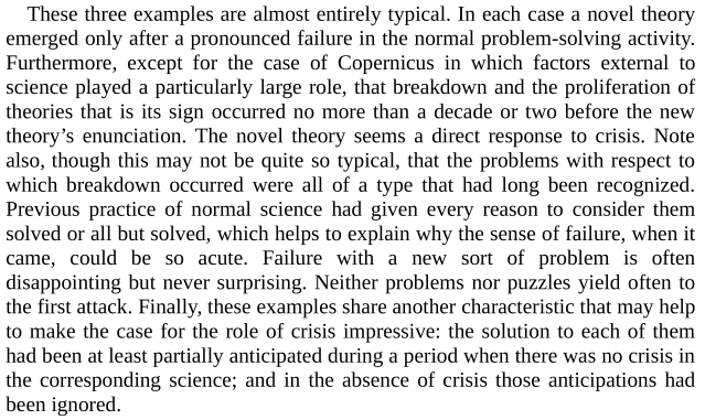 The point is that a proliferation of theories is a sign of science in crisis. Crisis throws a normal ("mature") science back into a similar state as pre-paradigm, with lots of competing schools. https://twitter.com/bryankam/status/1306171331030003715
