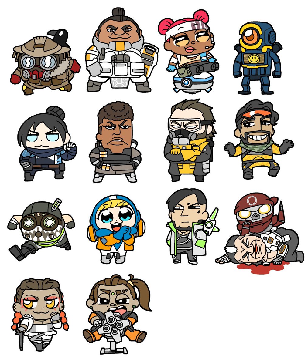 crypto (apex legends) ,wattson (apex legends) ,wraith (apex legends) multiple girls goggles multiple boys humanoid robot dark skin ambiguous gender hair bun  illustration images