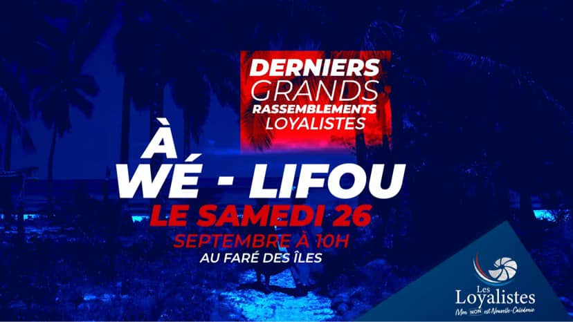 Rendez-vous demain à Wé et Koumac pour les #derniersgrandsrassemblements Loyalistes 🇫🇷  Nous vous attendons nombreux !

#JevoteNon

Les informations pratiques 👇

📍 Koumac - Au chic'n snack bar
🕕 18h 

**

📍 Lifou - Wé, au faré des îles
🕕 10h