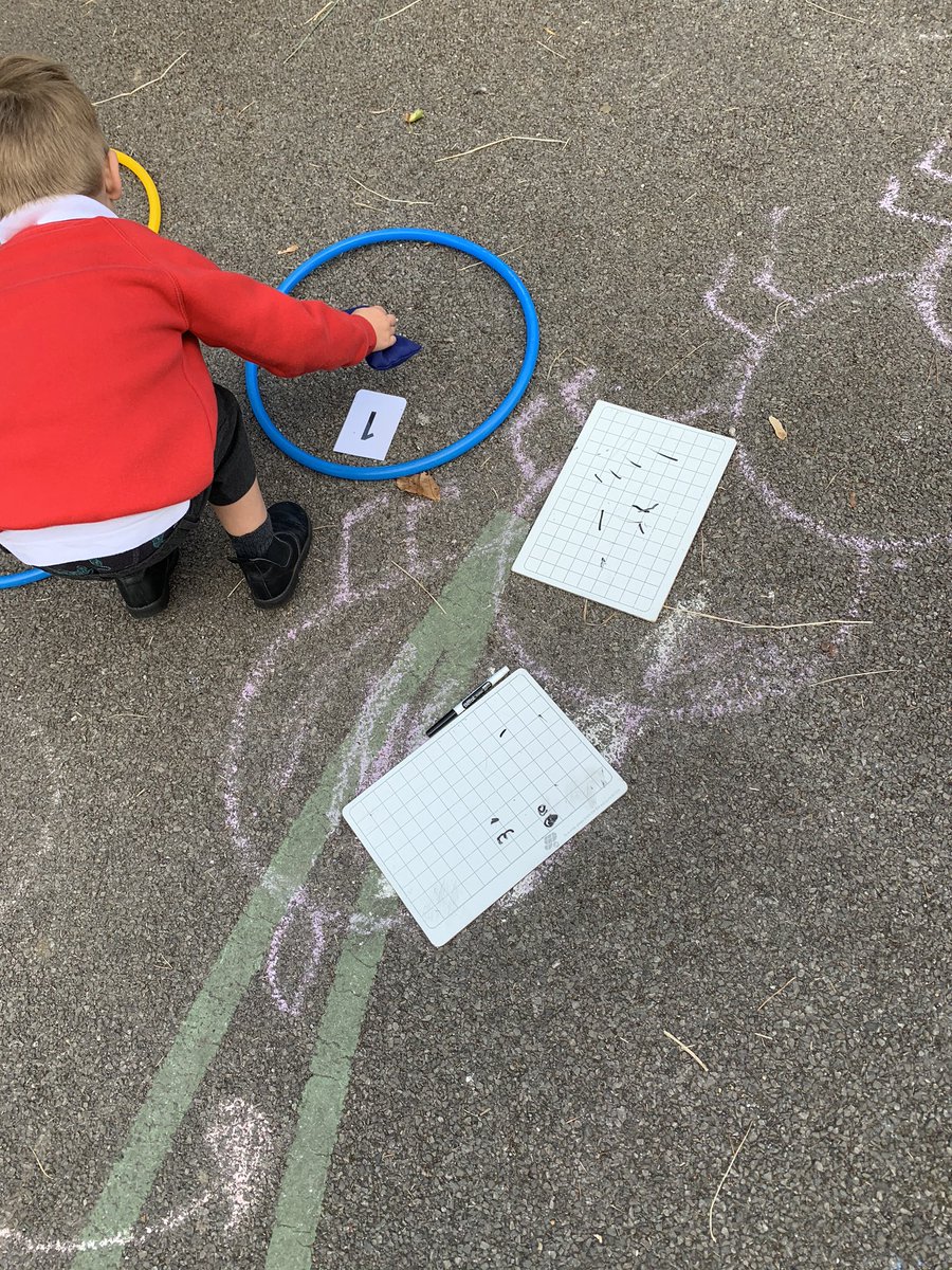 Our nursery friend is playing a target game and recording his score.