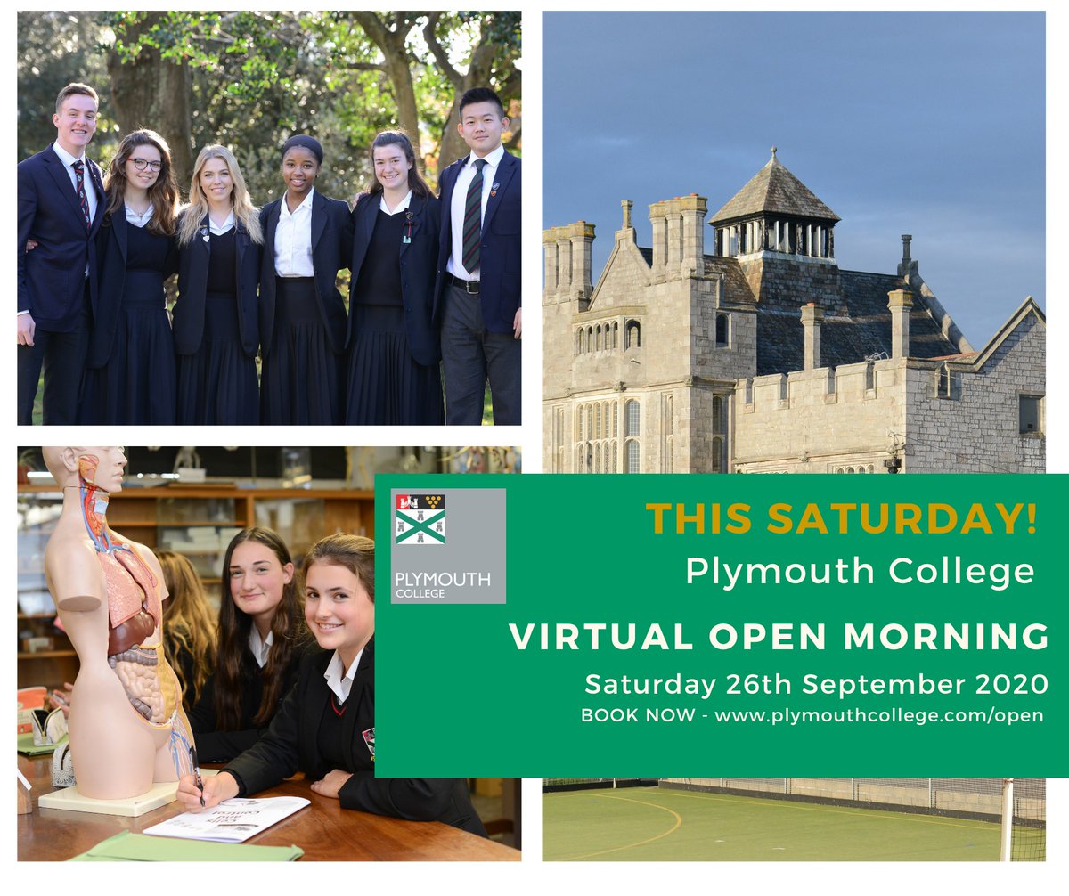 🌟 THIS SATURDAY 🌟

Come and join us this Saturday for our virtual Senior School Open Morning 📚

From 10am, you'll be able to meet our Senior Leadership Team, our Head and our Heads of School 🍎

It's not too late to register - click here to book now: plymouthcollege.com/open
