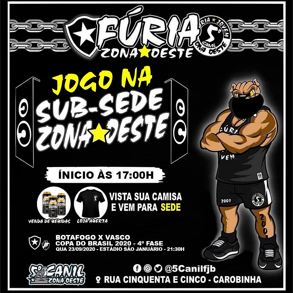 5Canilfjb's tweet photo. É HOJE 💥⭐🔥
vamos em busca da classificação! Esperamos todos os nossos componentes, associados e simpatizantes na nossa sede a parti das 17:00.
Z O N A /5° O E S T E
#jogonasede #subsede
#zonaoeste #copadobrasil
#botatogo #fúria https://t.co/O5KCaVo8yO