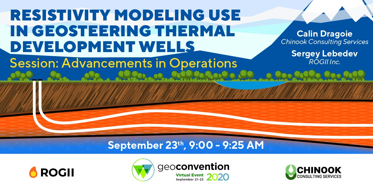 ROGII_Inc's tweet photo. Join us this morning to hear our very own Sergey Lebedev & Calin Dragoie @Chinook_Energy present their abstract on “Resistivity inversion as a tool for geosteering thermal oil development wells”. #geocon2020 #geoconvention #Calgary https://t.co/OO9lywUxmu