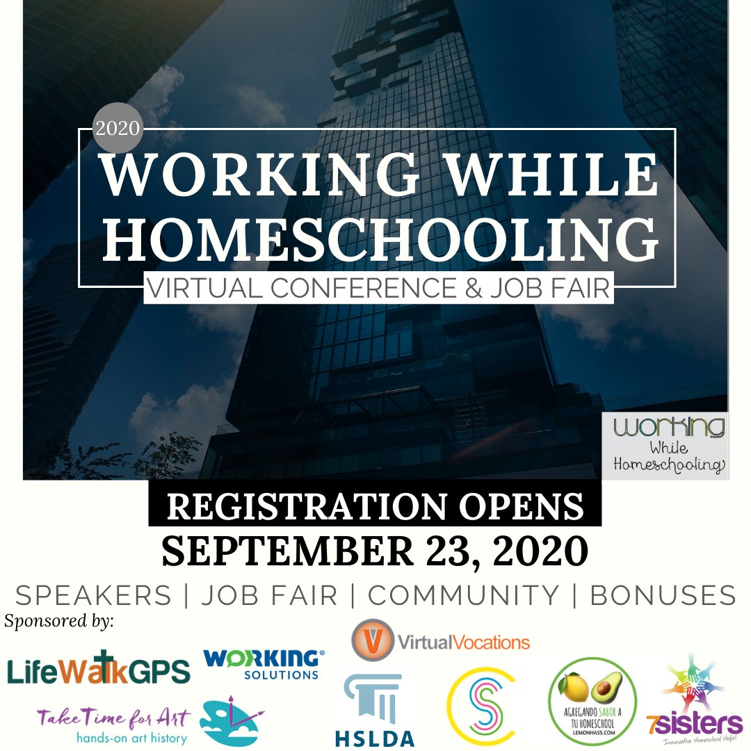 WorkWHomeschool's tweet photo. Day 1 of the 2020 #WorkingWhileHomeschooling Virtual Conference &amp; #JobFair is LIVE now! COMPLETELY online, lifetime access to sessions, digital swag bag, and private networking groups! Price is just $25!

https://t.co/klJjsUnnb4

#WWHConference #jobsearch #jobsearching #jobseeker https://t.co/Rkmt3T9VG7