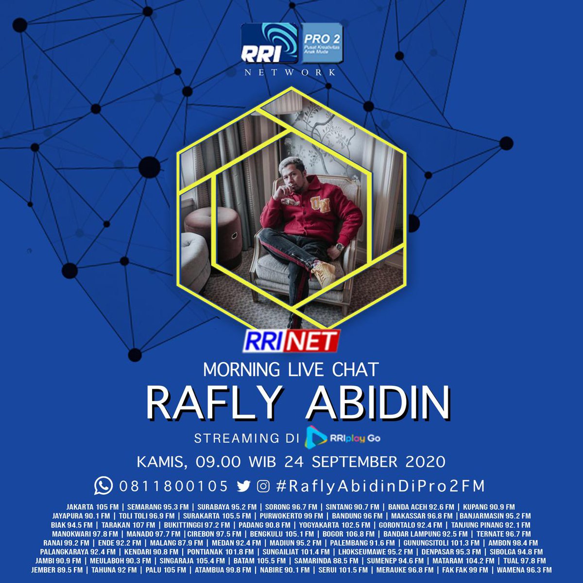 rripro2bjm's tweet photo. widih besok bakalan ada @raflyabidin jam 10 WITA nanti yaww. fyi, dia pernah kita interview juga loh di numpang-nampang. tune in radio mu yaaa #RaflyAbidinDiPro2FM #pro2fm https://t.co/9cs113TlIn