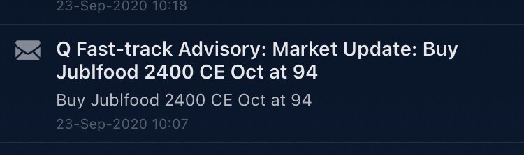  @quantsapp Fasttrack advisory provides final exit at 94 when call goes to 93. With the liquidity present in market, one can exit at 93 only. If one puts limit order, huge loss will be on the way.