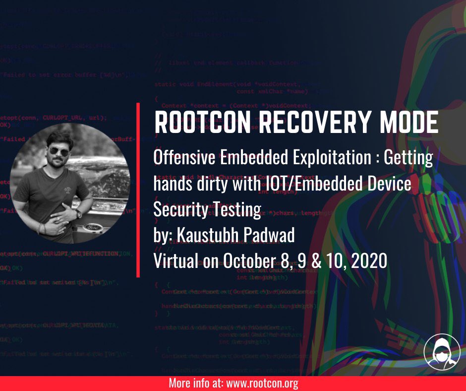 rootconorg's tweet photo. IoT Hacking and Exploitation with @s3curityb3ast this coming ROOTCON Recovery Mode. It is almost October :) We are excited! https://t.co/Kpv3KPaoFX