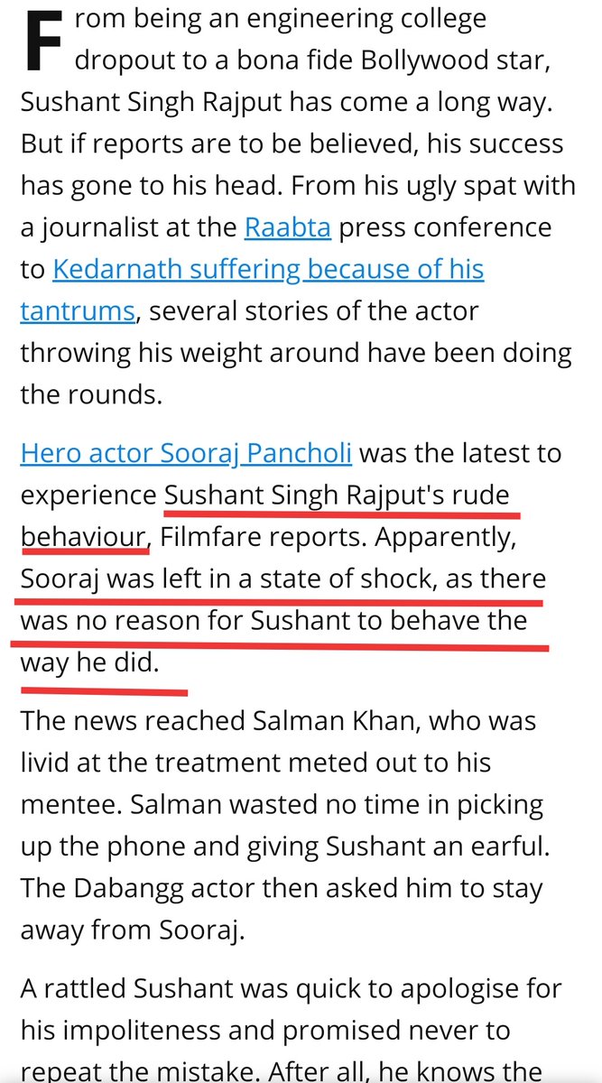 Another things I wanna highlight that SSR had fight with Sooraj in 2017. Look at the reasonI found it suspicious, Do SSR know things by that time ??And end the Solman Bhai at rescue just like Jiah case. #BollyDawoodKilledSSR