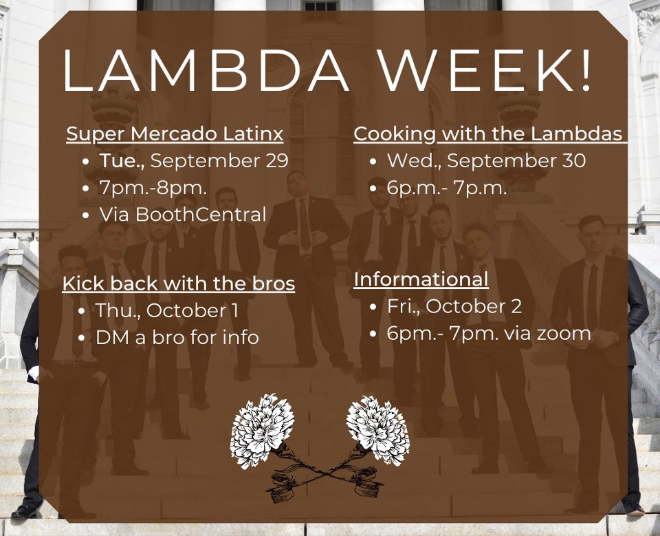 ❄️Lambda Week❄️

Gamma Theta Chapter would like to welcome you to the University of Wisconsin-Madison! ❄️👆🏽😎

👆🏽Brothers have been adapting and working hard to give an unforgettable virtual experience.  

👆🏽Feel free to DM us with any questions. 

GT
