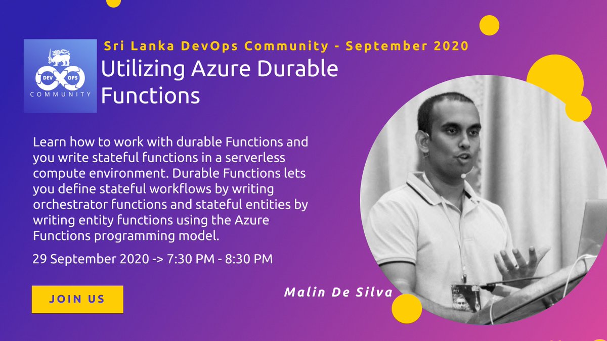 sldevops's tweet photo. SL DevOps Community Meetup - September 2020 - Utilizing Azure Durable Functions https://t.co/4psZ9A8JO6 #sldevops #azure https://t.co/E8JkOv4V38