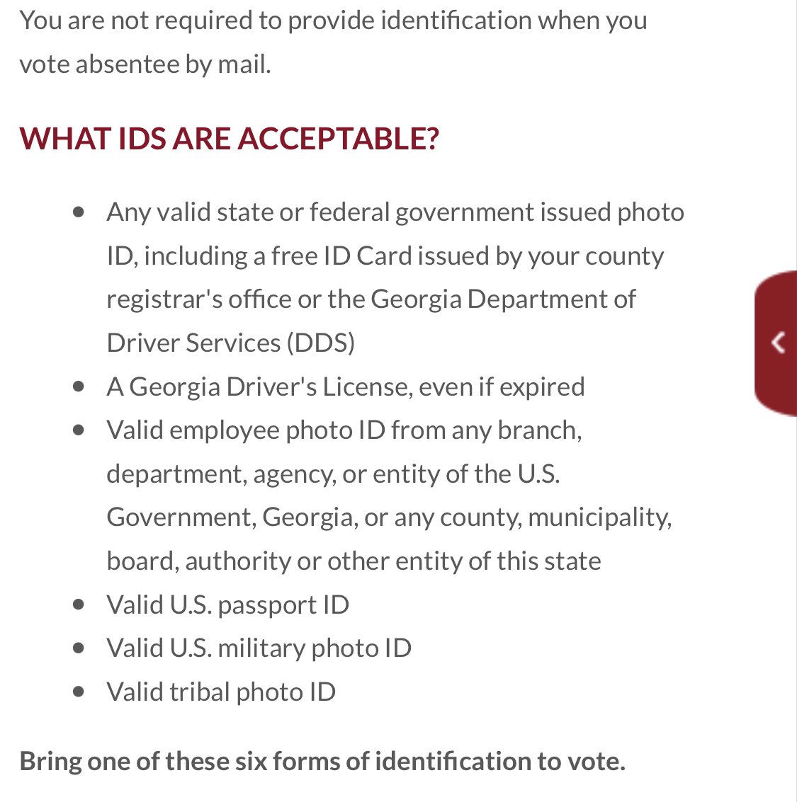  #GEORGIAHere’s all you need to know about your ID to vote. 1. Acceptable Forms2. How to Get a GA Voter ID Card3. Acceptable Georgia State College IDs (USG & Technical Colleges)