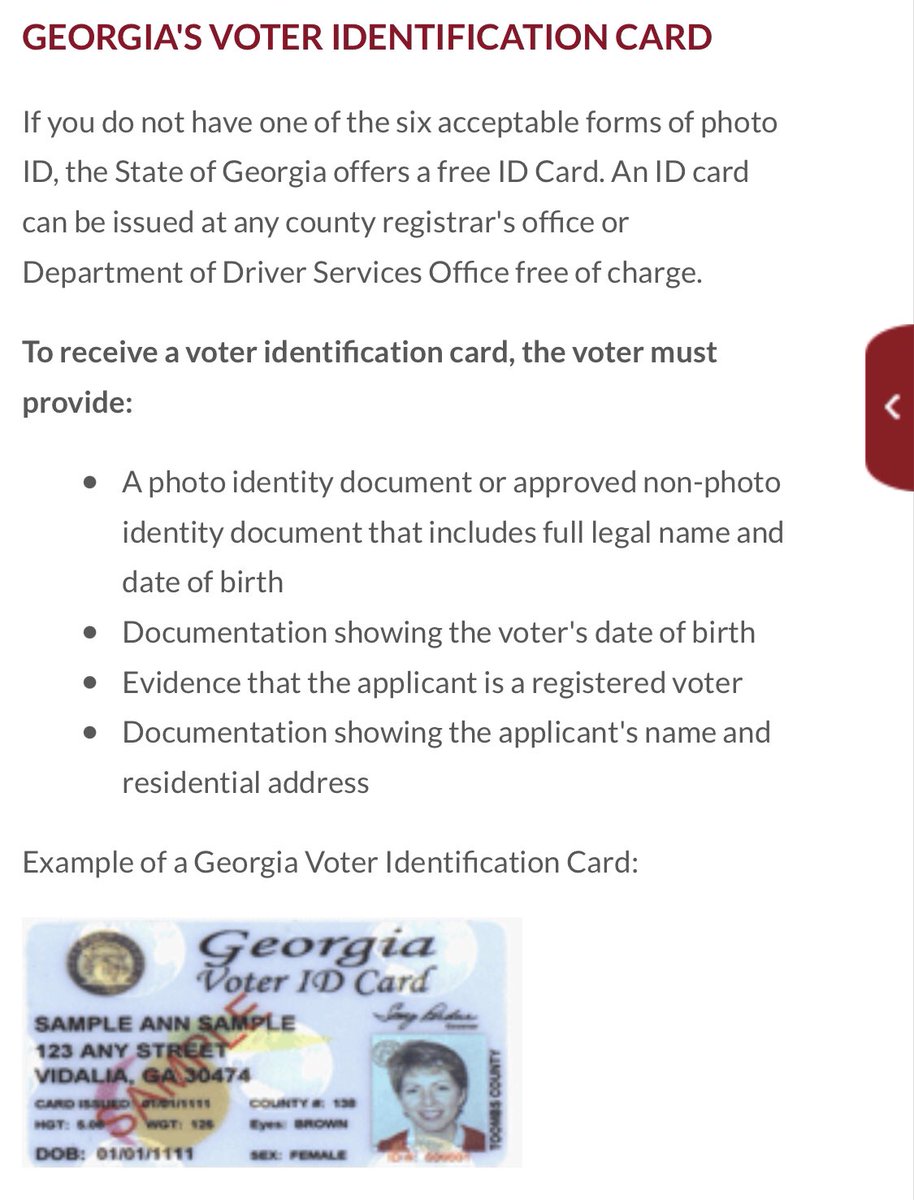  #GEORGIAHere’s all you need to know about your ID to vote. 1. Acceptable Forms2. How to Get a GA Voter ID Card3. Acceptable Georgia State College IDs (USG & Technical Colleges)
