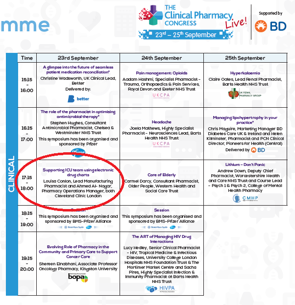 #CPC2020 now live virtually! Catch myself and two <a href="/clecliniclondon/">Cleveland Clinic London</a> colleagues presenting on 'Supporting the ICU team in optimising their use of electronic prescribing' in the Clinical stream at 17:15 #CPCLive2020 #pharmacy #medicines #patientsafety #clevelandcliniclondon #ePMA