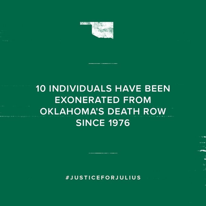 Marquet02938518's tweet photo. Oklahoma we need change the death penalty is not error proof, you can always release an innocent person from prison but you can’t release them from the grave. #Justice4Julius #Clemency4Julius #Oklahoma #WakeUp #InnocentLivesMatter #DoTheRightThing #FreeJuliusJones https://t.co/vnmQiKwGfY