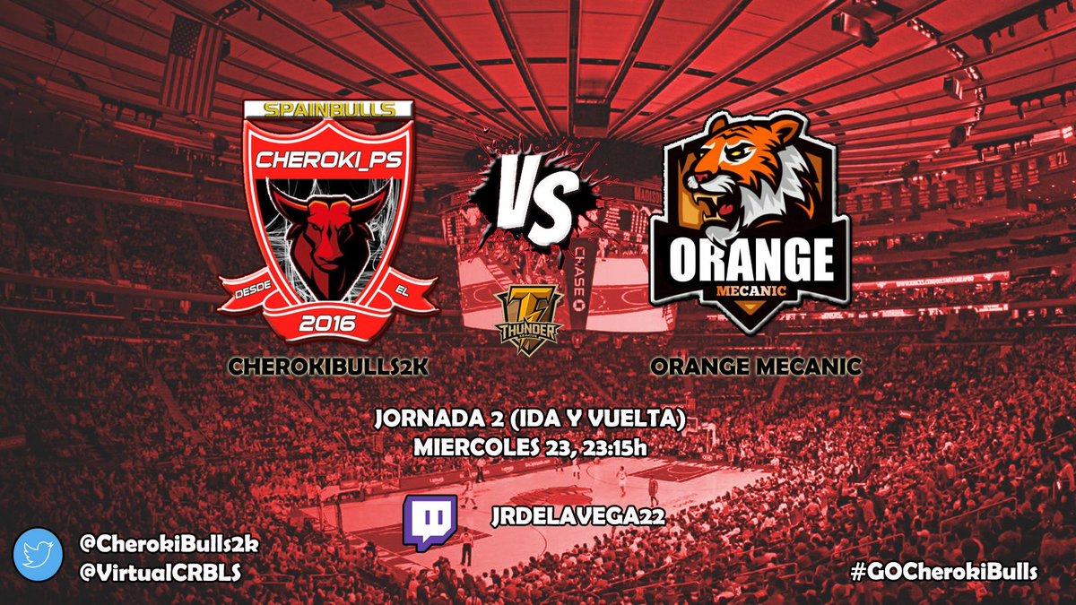 Segunda Jornada de <a href="/ThunderLeague2K/">ThunderLeague2K</a>
 
🐂 <a href="/CherokiBulls2k/">CHEROKIBULLS2K</a>
vs 
🍊 <a href="/2KOrangeMecanic/">2K Orange Mecanic</a> 

⏰23:15h

👁️ Twitch.tv/jrdelavega22

🖼️ <a href="/airbalax/">AirBalaX</a> 

#GOCherokiBulls 🐂🐂🐂🐂🐂