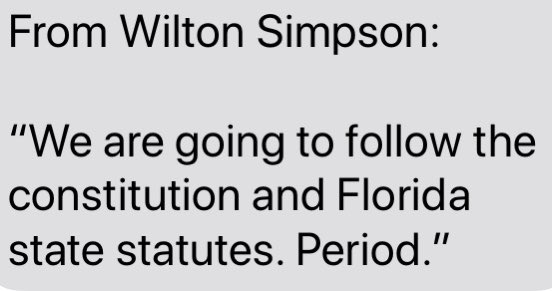 A spokeswoman for incoming Florida Senate President  @WiltonSimpson similarly denied this claim, referencing statute 103.011 says electors are bound by the actual election results   https://bit.ly/304Dw6R 