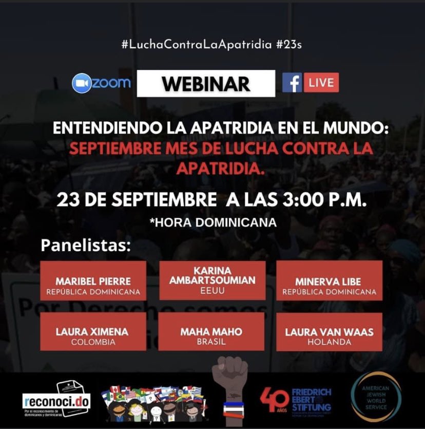 Today 3pm Live translation Spanish/English/Sign Language. 23 September, 7 years of Constitutional Court Ruling stripped arbitrarily citizenship in #DominicanRepublic, statelessness and ex statelessness in the Americas and scholars gathers. #WorldayagainstStatelessness