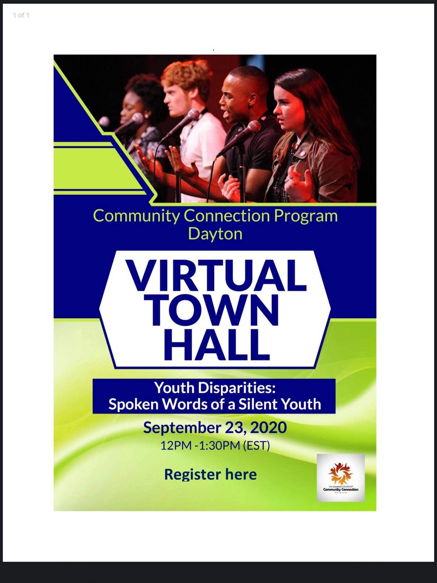 ASlate_Poet's tweet photo. Theres still time to register. The program begins at noon. Let’s support our tomorrow, today! 😇

GoToWebinar - Youth Disparities, Spoken Word of a Silent Youth Town Hall 
Wed, Sep 23, 2020, 12:00 – 2:00 PM EDT
https://t.co/M5m2QJgxcY 
#Community #youth  #virtualtownhall https://t.co/E1fQXjkIYk
