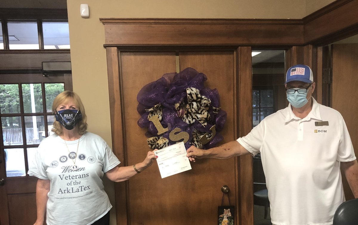 BOM Bank is honored &amp; excited to support the Women Veterans Monument to be dedicated on November 11 at 10:00 am at the Veterans Memorial located at 620 Benton Road in Bossier City. In the photo from left to right: Sandy Franks, USAF (ret), &amp; Henry Burns, BOM BDC &amp; US Army (ret).