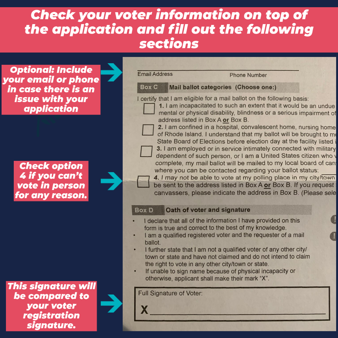 RISecState's tweet photo. Check your mailbox- all registered, active Rhode Island voters have been sent a mail ballot application! The following images show how to fill out an application.
All applications must be received by Tuesday, October 13 at 4 p.m.
#VoteFromHomeRI #BeAVoter https://t.co/YxPfk2EDNn