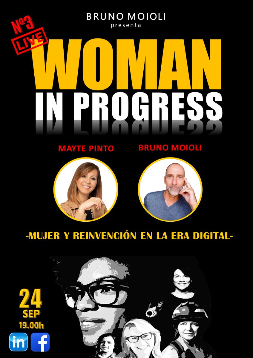 📢 NUEVA EMISIÓN DE #WOMANinPROGRESS

JUEVES 24 a las 19.00 #LinkedILIVE y #FBLIVE

😀 Con Mayte Pinto #mentora en mujeres con A de Fundación Woman Forward para hablar sobre #liderazgofemenino y #ReinvenciónProfesional y #MarcaDigital