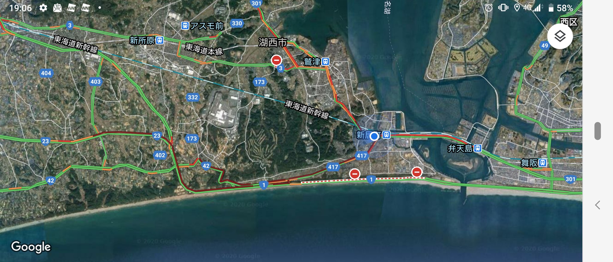 じっくりつぶやいタロウ １９時現在 豊橋市内 浜名バイパスまで事故渋滞 新居弁天icまで通行止の模様 浜名バイパス 国道２３号 国道１号 豊橋バイパス 事故 渋滞情報 T Co Bobwh19kpy Twitter