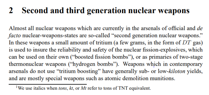 It is unclear what happened to any of these 3rd-gen nuke projects. Andre Gsponer wrote in 2008 most 3rd-gen weapons "never deployed on a large scale for a number of technical & political reasons" esp b/c required fission trigger so yield too high for battlefield, fallout, etc39/