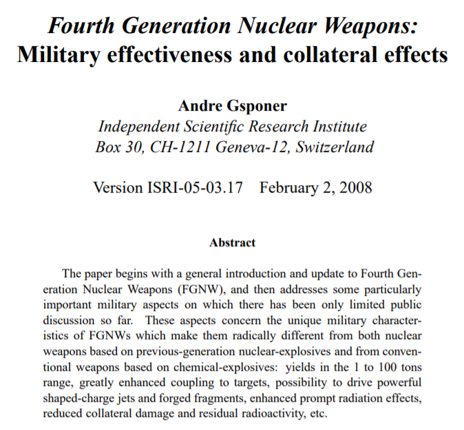 It is unclear what happened to any of these 3rd-gen nuke projects. Andre Gsponer wrote in 2008 most 3rd-gen weapons "never deployed on a large scale for a number of technical & political reasons" esp b/c required fission trigger so yield too high for battlefield, fallout, etc39/