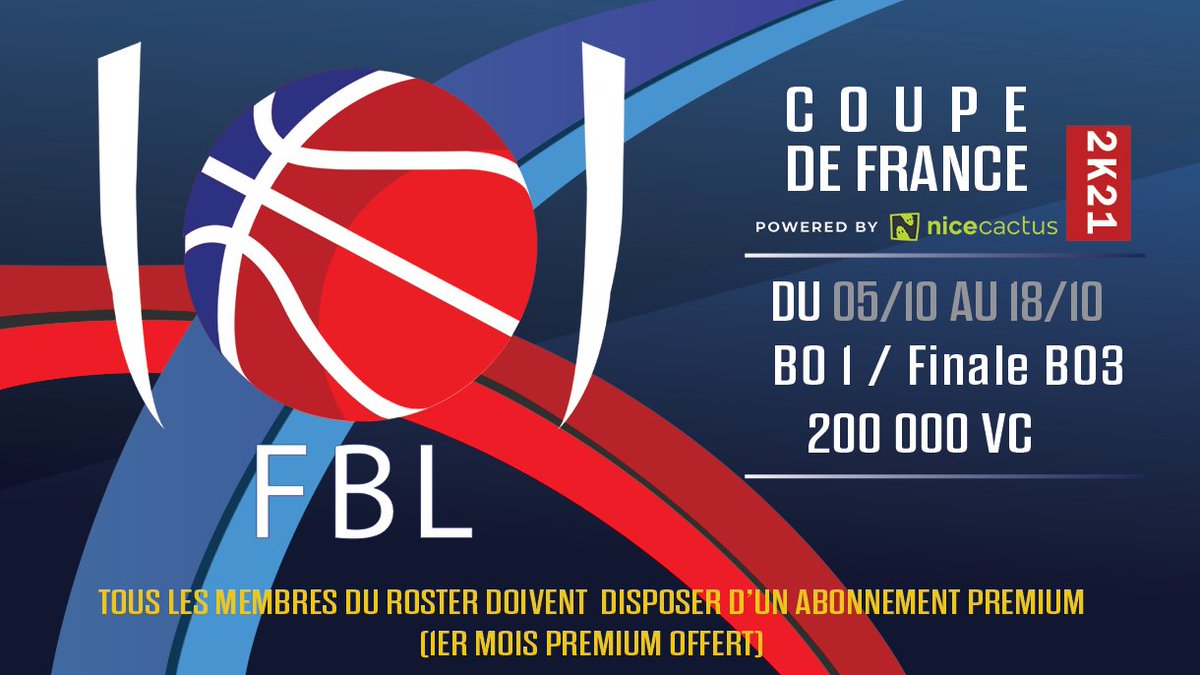 🚨 | Annonce

🔹️ | Les inscriptions sont désormais ouvertes pour la Coupe de France @FBL_2K jusqu'au 30 septembre !

🔸️ | Voici le lien d'inscription app.nicecactus.gg/fr/tournament/…