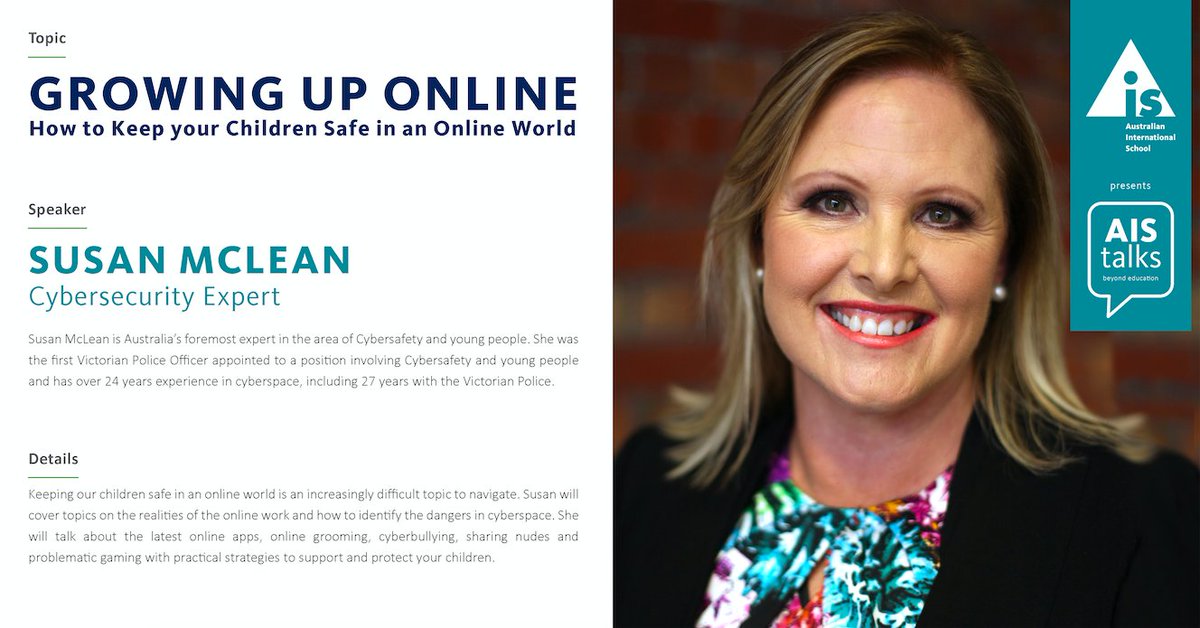 Ok, I guess it's time for me to take off my rose-colored glasses. When it comes to talking about online safety, we can't be too blunt. Time for another chat with my daughter. 

So pleased to be hosting <a href="/TheCybercop1/">Susan McLean</a> <a href="/ais_singapore/">Chase</a>