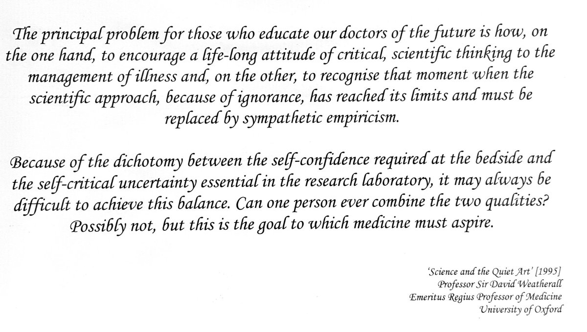 My favourite quote related to medicine. Printed out and framed on my wall. I'd love to say I could have put it this well...brilliant, from 1/4 century ago but a timeless message @venkmurthy @VPrasadMDMPH @DavidLBrownMD @ncurzen @TheBJCA @global_wic #MedTwitter #cardiotwitter