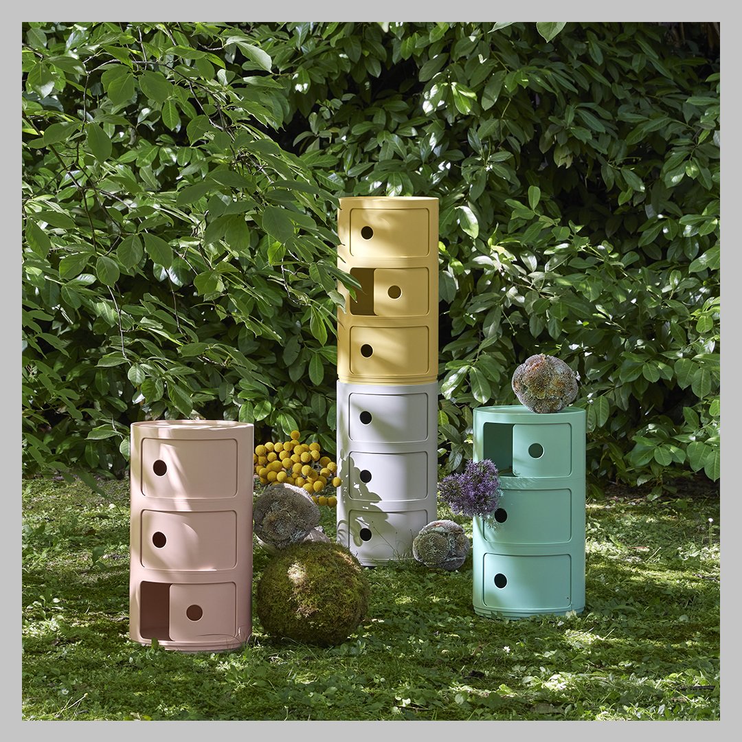 KartellOfficial's tweet photo. A contemporary appeal for an iconic shape. Today like fifty years ago, Componibili Bio leave their mark. #kartell #sustainability #componibilibio #environment #green #kartelllovestheplanet #kartellmanifesto #madeinitaly #madeinmilan #design #annacastelliferrieri #newmaterial https://t.co/MpTfYgIgea