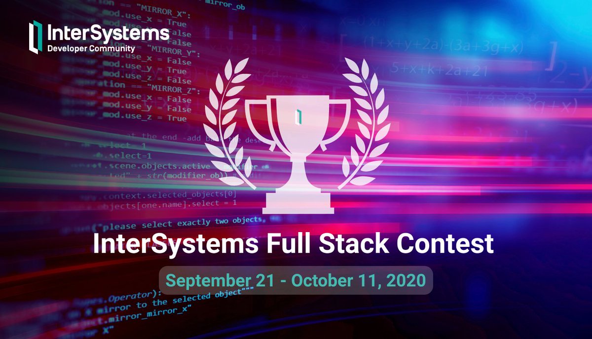 InterSystems_IB's tweet photo. Únete a la nueva edición del Concurso para Desarrolladores de InterSystems y crea una solución de código abierto con InterSystems IRIS.

Infórmate aquí: https://t.co/QfiE2RdMEh

#IRIScontest #InterSystemsIRIS #FullStack #JS #JavaScript #Python #NodeJS #JSON #WebDeveloper https://t.co/4BwsNyEgPl