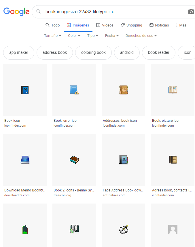 chuisochuisez's tweet photo. Google Imágenes hace tiempo eliminó el filtro de búsqueda por tamaño exacto, pero aún se puede buscar así con el operador imagesize:altoxancho (1). Si además le añades el filetype:ico para mostrar solo los .ico (2) luego aparece un nuevo filtro "oculto" de formatos (3). Curioso. https://t.co/LoK0d9yHuc